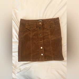 Bluespice Brown Corduroy button up skirt